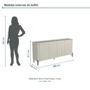 Ver imagem 3 de Buffet Bend 180 cm Porta Frisada Incolar Luna com Pé Preto
