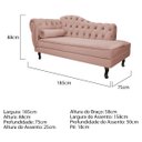 Ver imagem 3 de Kit Diva Recamier Diana 185cm Lado Direito e 02 Poltronas Classic Suede Rosê - ADJ Decor