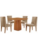 Ver imagem 2 de Mesa de Jantar Eloise 90cm Tampo Mdf Laminado com 4 Cadeiras Safira Moderna Mobília
