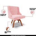 Ver imagem 6 de Cadeira Decorativa Sala de Jantar Base Giratória de Madeira Firenze Suede Rosa Bebê/natural