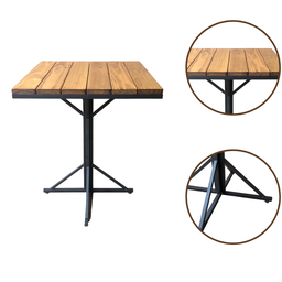 Mesa De Jantar Cozinha 4 Lugares Industrial Tampo Madeira 70x70 - 5