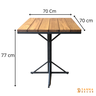 Mesa De Jantar Cozinha 4 Lugares Industrial Tampo Madeira 70x70 - 4