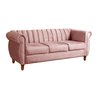 Sofá Chesterfield Realeza 3 Lugares Decoração Retrô - Veludo Rosê - 2