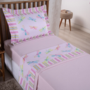 Ver imagem 1 de Jogo de Lençol 3 Peças Completo Girl Cama Solteiro Menina 300 Fios Estampa Digital Rosa