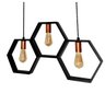 Luminária de Teto Pendente Hexágono Colméia Preto com Cobre - 1