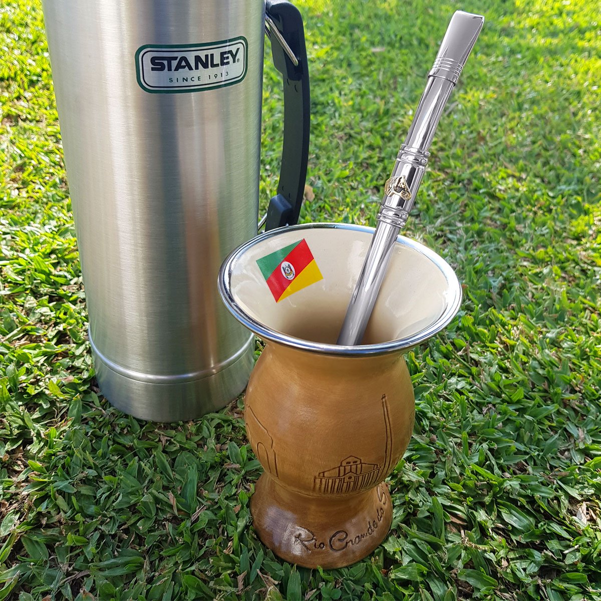 Bomba para Tererê Chimarrão 23cm Lisa Bojo Mola com Rosca e Anel de Pingente Cavalo - 8