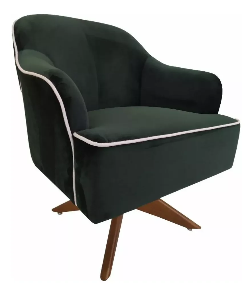 Ver imagem 2 de 2 Poltronas Decorativas Verde Sol Base Giratória em Madeira - Harmônica Móveis