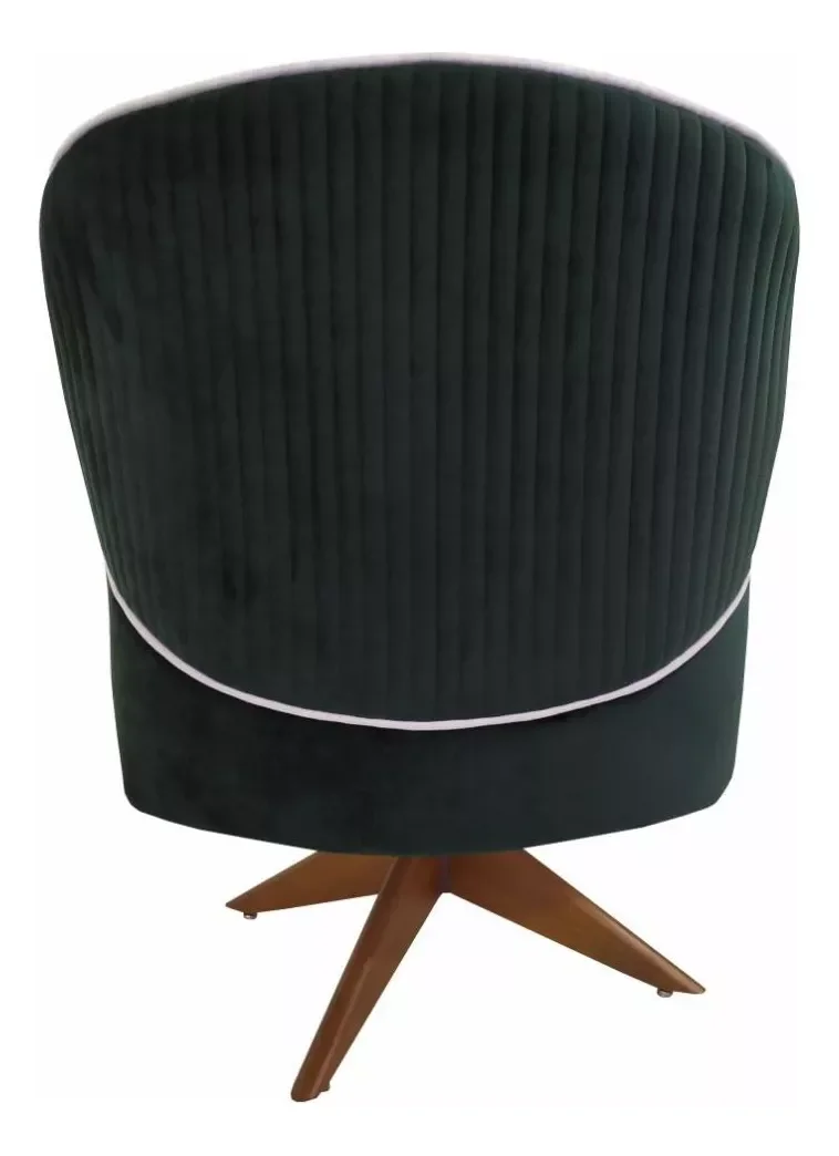 2 Poltronas Decorativas Verde Sol Base Giratória em Madeira - Harmônica Móveis