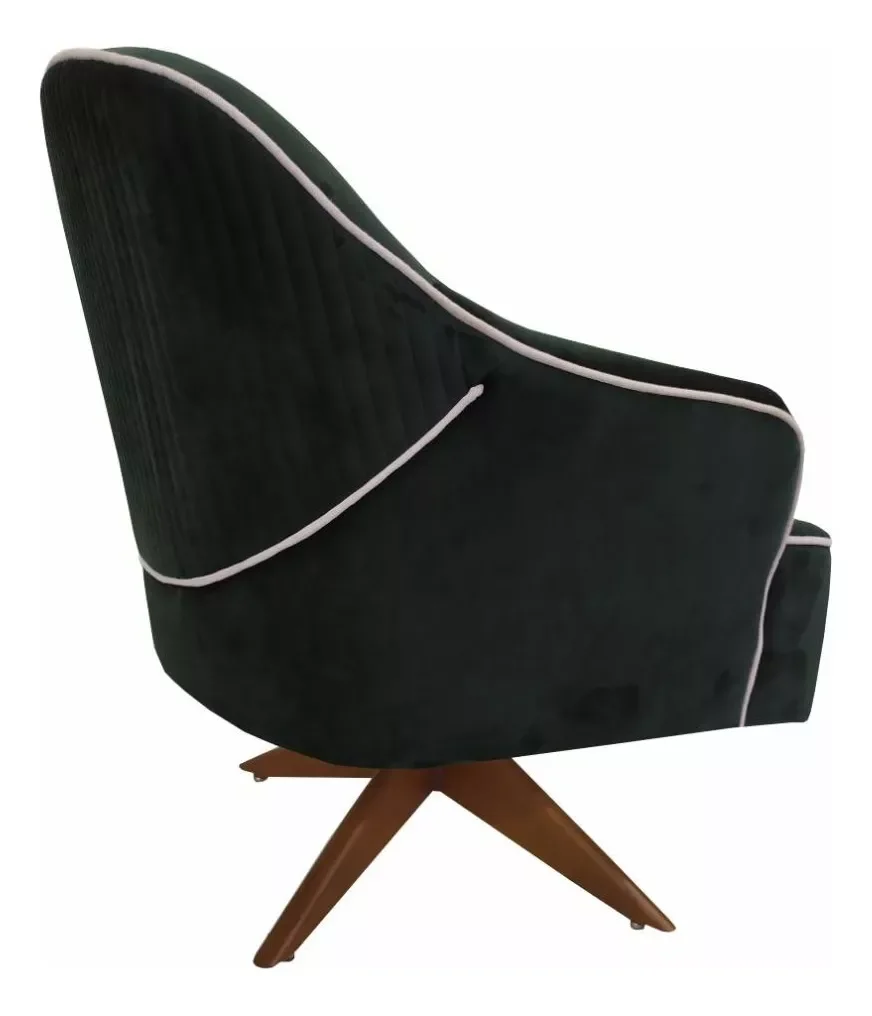 Ver imagem 3 de 2 Poltronas Decorativas Verde Sol Base Giratória em Madeira - Harmônica Móveis