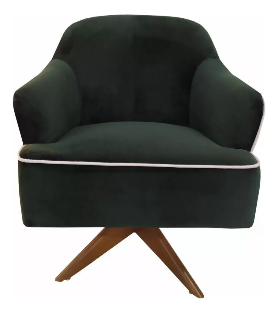 Ver imagem 4 de 2 Poltronas Decorativas Verde Sol Base Giratória em Madeira - Harmônica Móveis