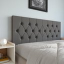 Ver imagem 1 de Painel Cabeceira Box Solteiro Luxo Capitonê Elisa Estofada Suspensa 90cm:cinza