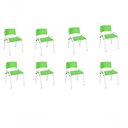 Ver imagem 1 de Kit 8 Cadeira Iso Infantil Creche, Base Branco Verde Claro