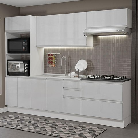 Cozinha Completa Mdf Madesa Acordes Frentes Branco Brilho