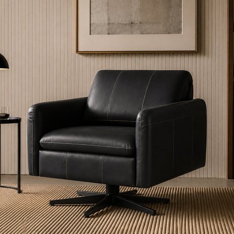 Poltrona Haut Giratória 360° Decorativa Luxo Confortável Premium Livintus Leather