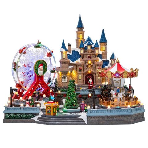 Parque de Diversoes Natal Natalino Gigante Papai Noel Arvore Led Enfeite Musical Giratorio Decoraçao