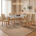 Ver imagem 2 de Mesa de Jantar Copper 180cm Madeira Tampo Vidro Canto Copo com 6 Cadeiras Lira