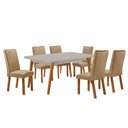 Ver imagem 1 de Mesa de Jantar Copper 180cm Madeira Tampo Vidro Canto Copo com 6 Cadeiras Lira