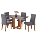 Ver imagem 2 de Conjunto Sala de Jantar 4 Lugares Retangular Tampo MDF Stella Cinza/Mel