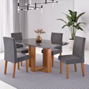 Ver imagem 1 de Conjunto Sala de Jantar 4 Lugares Retangular Tampo MDF Stella Cinza/Mel