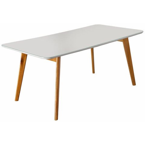 Mesa de Jantar com Vidro Madeira Maciça - Slim-1,80x0,90m - Móveis Mundial