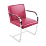 Cadeira Brno Escritório Couro Sintético Rosa Barra Chata Cromada - 2