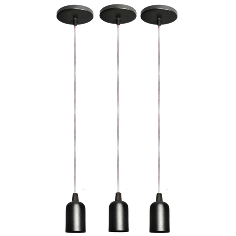 Kit 03 Pendente Moderno Modelo Clean Preto Todos Ambientes