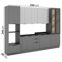 Ver imagem 3 de Cozinha Telasul Lumina 6 Peças com Paneleiro para Forno e Micro com Vidro Fumê e Iluminação s/Tampo Cinza