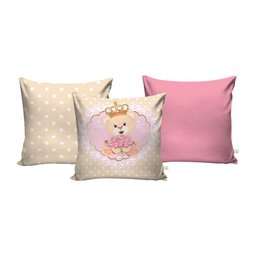 Cortina Infantil Ursinha Princesa + 3 Capas Almofadas - 3