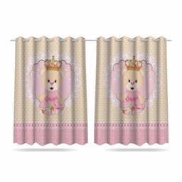 Cortina Infantil Ursinha Princesa + 3 Capas Almofadas - 2