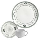 Ver imagem 1 de Conjunto 4 Pratos Rasos 26,5cm 4 Xícaras Chá 200ml com Pires Exótica Porto Brasil Branco Cerâ