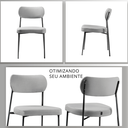 Ver imagem 2 de Cadeira de Jantar Sienna Aço Carbono Pintura Epóxi Design Industrial Luxo Sala Estar Gourmet:linho C