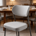 Ver mais imagens de Cadeira de Jantar Sienna Aço Carbono Pintura Epóxi Design Industrial Luxo Sala Estar Gourmet:linho C