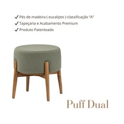 Kit 2 Puffs Dual 2 em 1 Acabamento Moderno Vira Mesa de Apoio Chenille Verde - 5