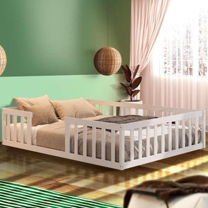 Cama Queen Size com Grade de Proteção Branco Enfus Shop Jm