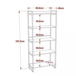 Estante de Livros Industrial Aço 80CMX187CM 5 Prateleiras Kuadra Marrom/Carvalho - 4 Estante de Livros Industrial Aço 80CMX187CM 5 Prateleiras Kuadra Marrom/Carvalho - 4