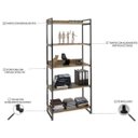 Ver imagem 5 de Estante de Livros Industrial Aço 80CMX187CM 5 Prateleiras Kuadra Marrom/Carvalho