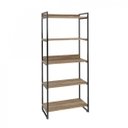 Ver imagem 2 de Estante de Livros Industrial Aço 80CMX187CM 5 Prateleiras Kuadra Marrom/Carvalho