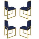 Ver imagem 1 de Conjunto Quatro Cadeiras Sala Jantar Barcelona Base Dourado:azul Marinho
