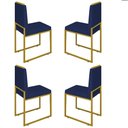 Ver imagem 1 de Conjunto Quatro Cadeiras Sala Jantar Barcelona Base Dourado:azul Marinho