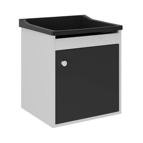 Tanque de Lavanderia 22 Lts + Gabinete Mdf Suspenso + Sifão Cor:preto