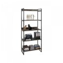 Ver imagem 3 de Estante de Livros Industrial Aço 80CMX187CM 5 Prateleiras Kuadra Marrom/Carvalho Dark