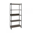 Ver imagem 2 de Estante de Livros Industrial Aço 80CMX187CM 5 Prateleiras Kuadra Marrom/Carvalho Dark