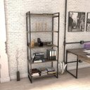 Ver imagem 1 de Estante de Livros Industrial Aço 80CMX187CM 5 Prateleiras Kuadra Marrom/Carvalho Dark