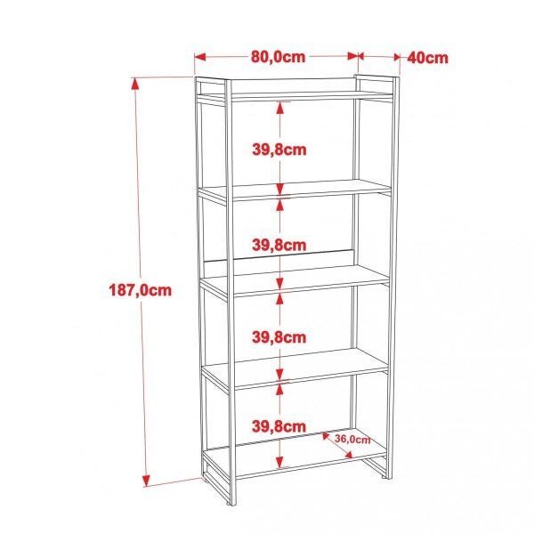 Estante Multiuso 5 Prateleiras 187cmx80cm Industrial Kuadra Compace - 4