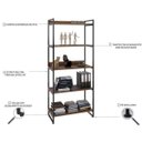 Ver imagem 5 de Estante de Livros Industrial Aço 80CMX187CM 5 Prateleiras Kuadra Marrom/Nogal