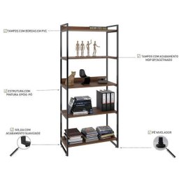 Estante para Livros Industrial 187cmx80cm 5 Prateleiras Kuadra - 5