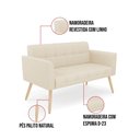 Ver imagem 4 de Kit 1 Sofá Namoradeira e 2 Poltronas Elisa Linho Bege A19 Pés Palito Natural - D'Rossi