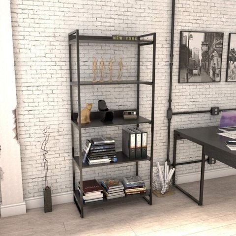 Estante para Livros Industrial 187cmx80cm 5 Prateleiras Kuadra