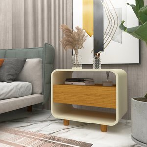 Mesa de Cabeceira 1 Gaveta Innova Off White Naturale - Gelius