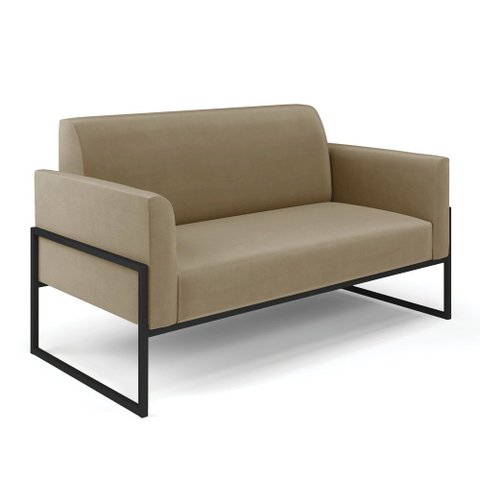 Sofá Namoradeira Base Industrial Alta Preto Marisa Suede D03 - D’Rossi Marrom Rato